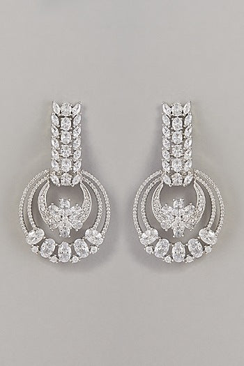 White Finish Zircon Dangler Earrings
