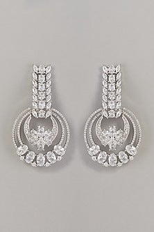 White Finish Zircon Dangler Earrings