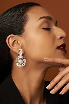 White Finish Zircon Dangler Earrings