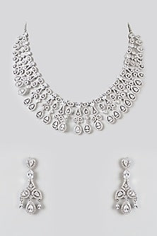 White Finish Zircon Choker Necklace Set
