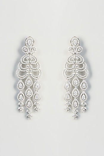 White Finish Zircon Dangler Earrings