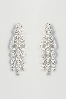 White Finish Zircon Dangler Earrings