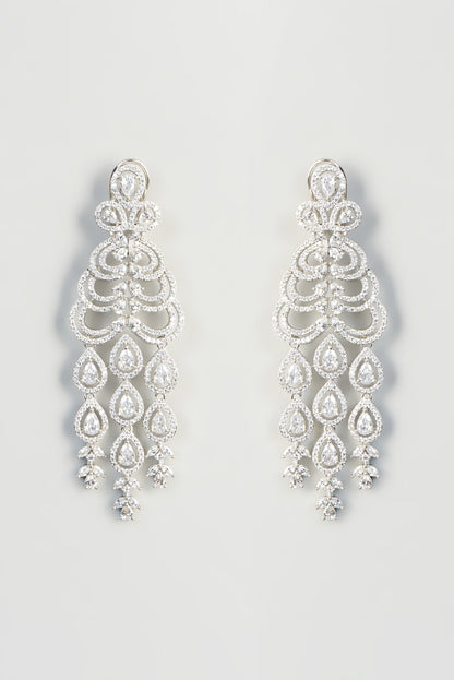 White Finish Zircon Dangler Earrings