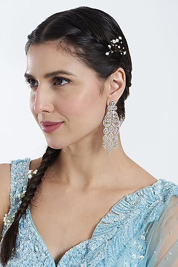 White Finish Zircon Dangler Earrings