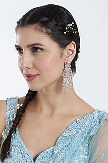 White Finish Zircon Dangler Earrings
