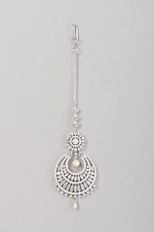 White Finish Zircon Maangtikka