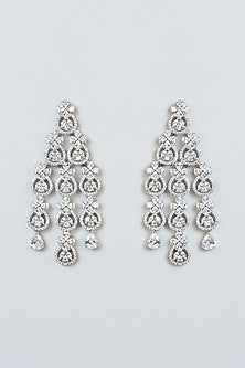 White Finish Zircon Dangler Earrings