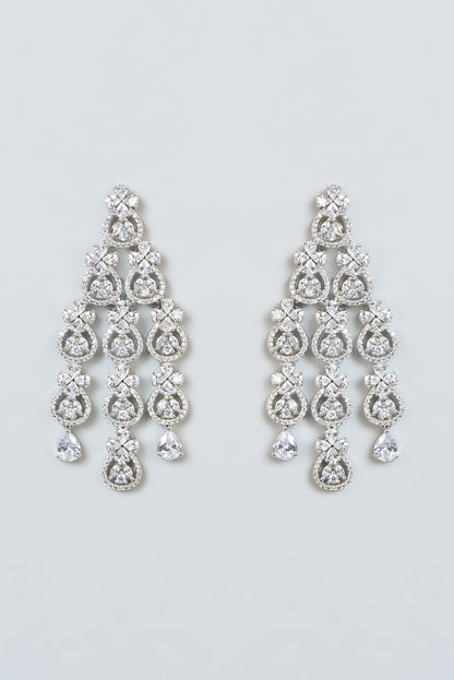 White Finish Zircon Dangler Earrings