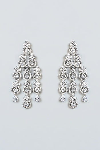 White Finish Zircon Dangler Earrings
