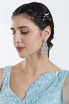 White Finish Zircon Dangler Earrings
