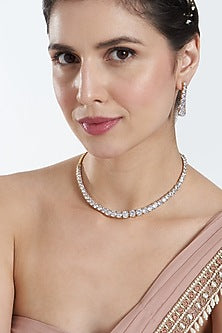Gold Finish Zircon Choker Necklace Set