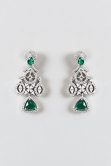 White Finish Zircon & Green Stone Choker Necklace Set