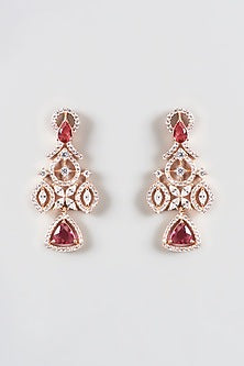 Rose Gold Finish Zircon & Red Stone Choker Necklace Set