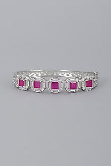 White Finish Ruby Synthetic Stones Bracelet