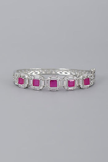 White Finish Ruby Synthetic Stones Bracelet