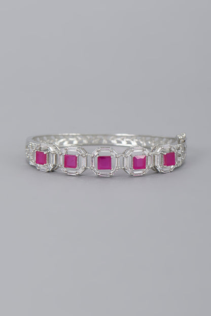 White Finish Ruby Synthetic Stones Bracelet