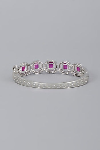 White Finish Ruby Synthetic Stones Bracelet