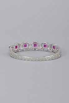 White Finish Ruby Synthetic Stones Bracelet