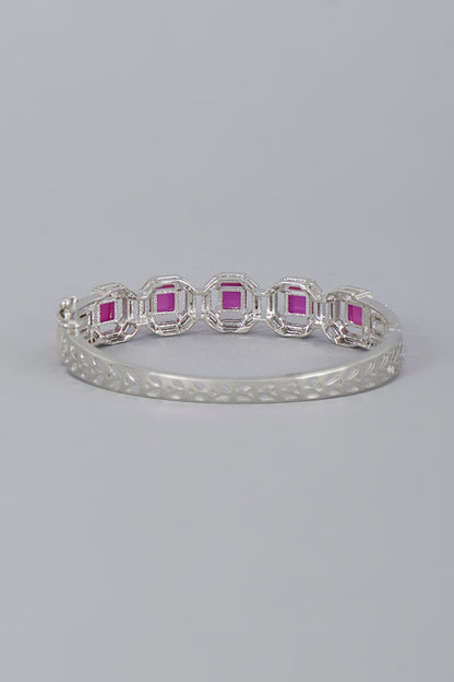 White Finish Ruby Synthetic Stones Bracelet