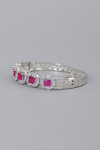 White Finish Ruby Synthetic Stones Bracelet