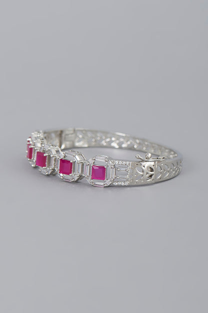 White Finish Ruby Synthetic Stones Bracelet