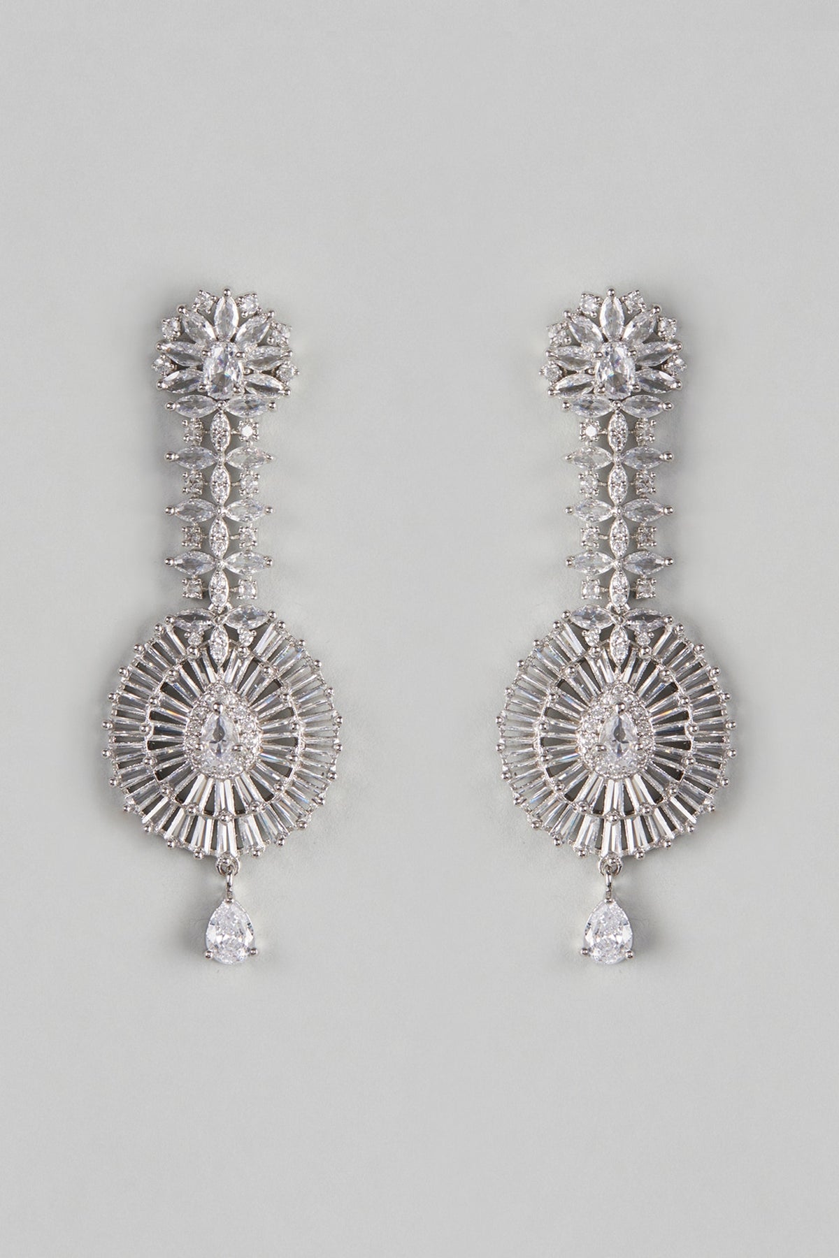 White Finish Zircon Dangler Earrings
