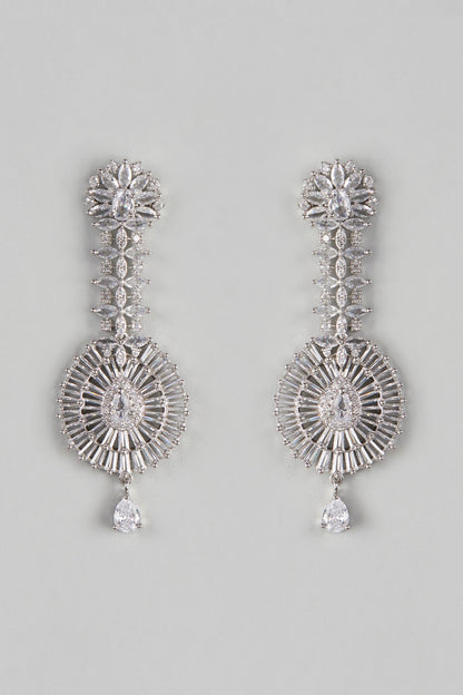 White Finish Zircon Dangler Earrings