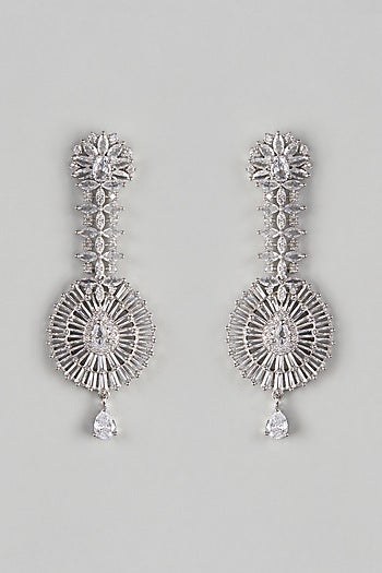 White Finish Zircon Dangler Earrings
