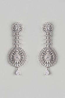 White Finish Zircon Dangler Earrings