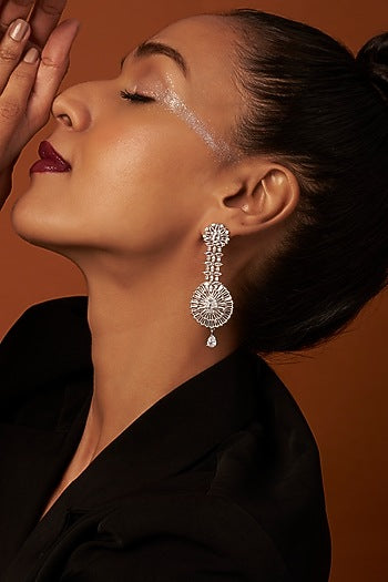 White Finish Zircon Dangler Earrings