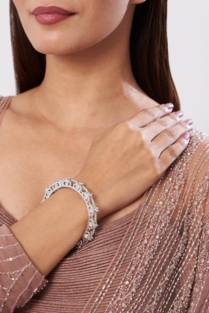 White Finish Zircon Bangle