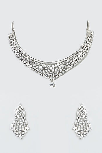 White Finish Zircon Necklace Set