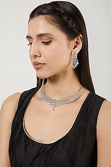 White Finish Zircon Necklace Set