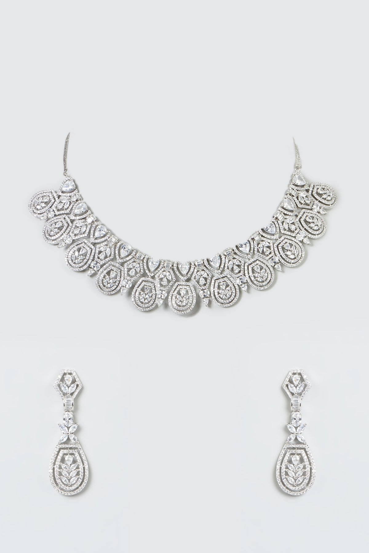 White Finish Zircon Necklace Set