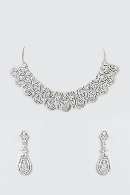 White Finish Zircon Necklace Set