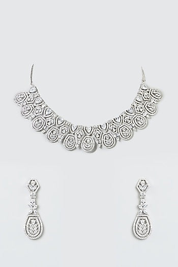 White Finish Zircon Necklace Set