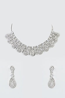 White Finish Zircon Necklace Set