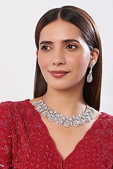 White Finish Zircon Necklace Set