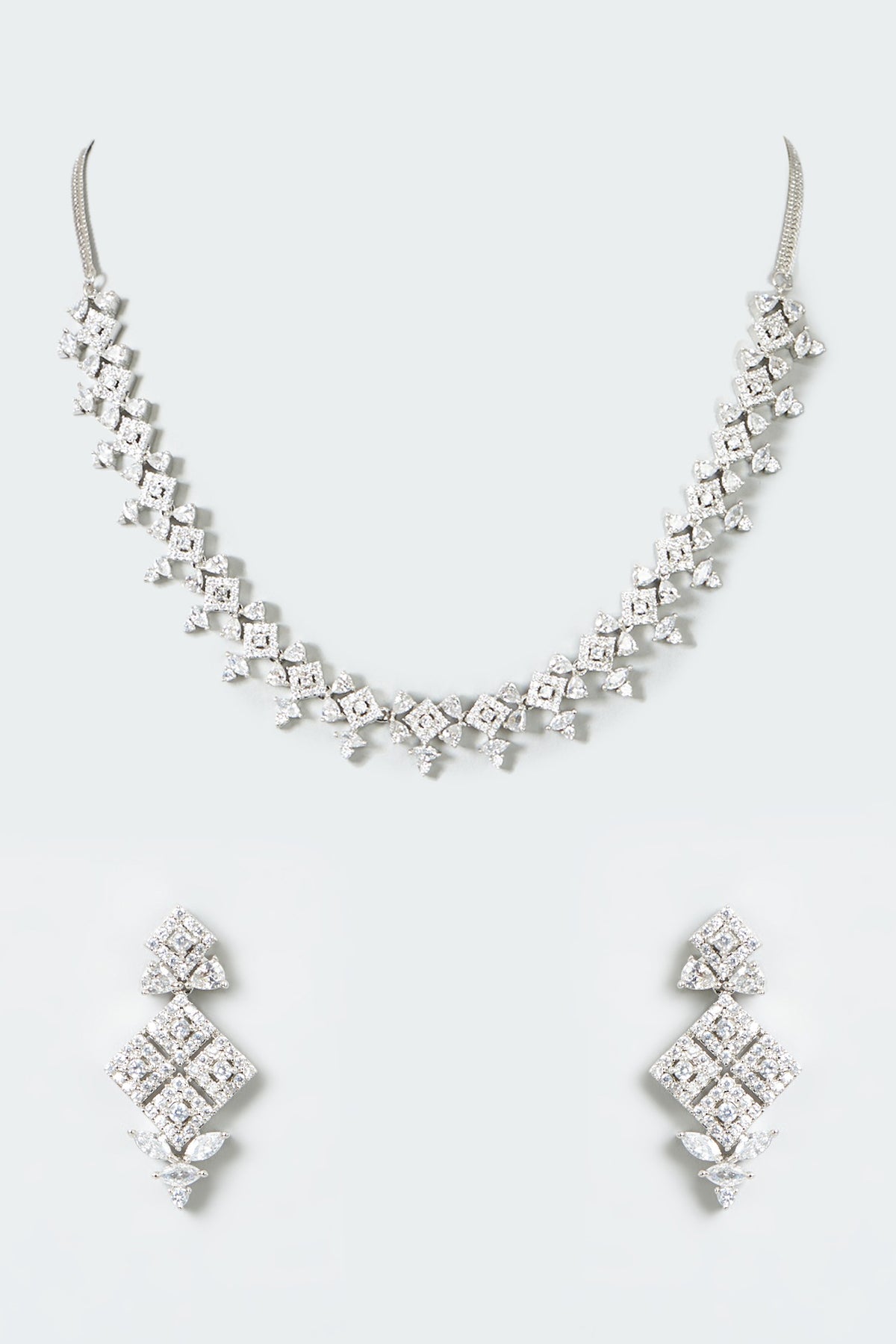 White Finish Zircon Necklace Set