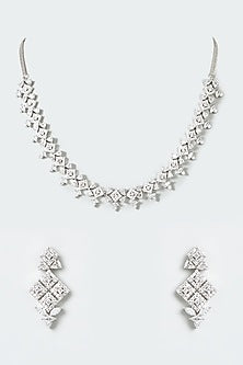 White Finish Zircon Necklace Set