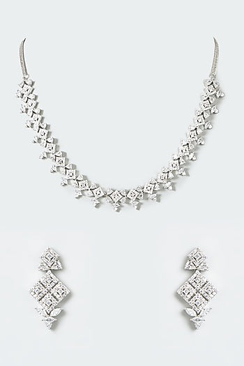 White Finish Zircon Necklace Set