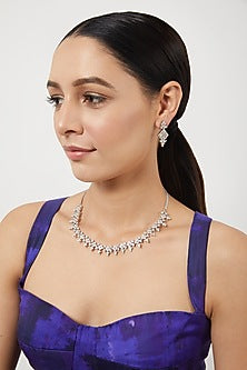 White Finish Zircon Necklace Set