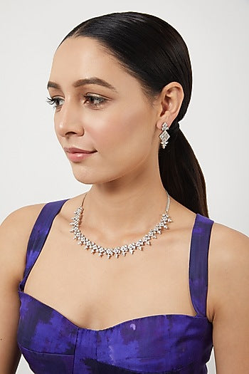 White Finish Zircon Necklace Set