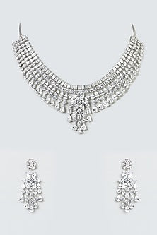 White Finish Zircon Necklace Set