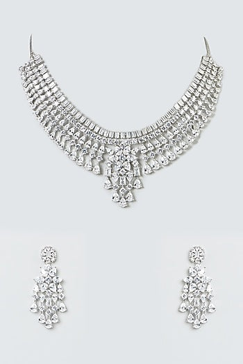 White Finish Zircon Necklace Set