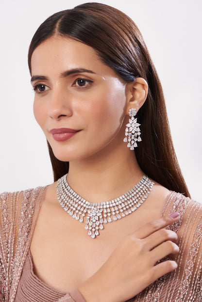 White Finish Zircon Necklace Set