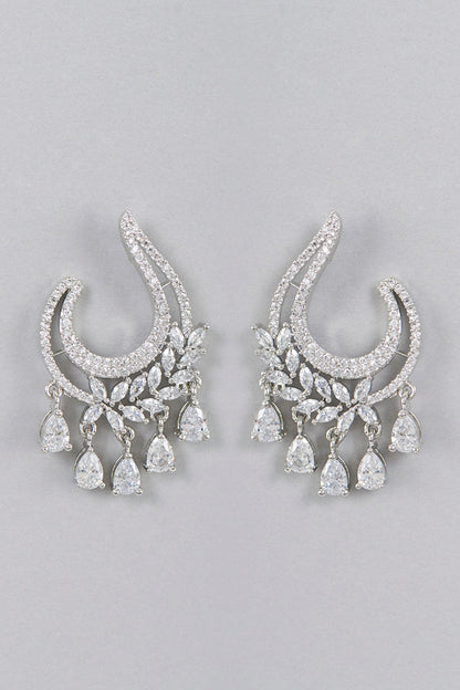 White Finish Zircon Dangler Earrings