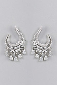 White Finish Zircon Dangler Earrings