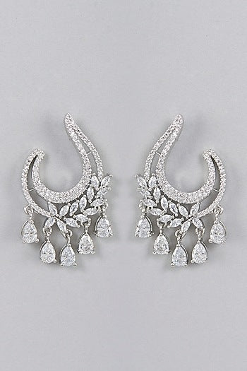 White Finish Zircon Dangler Earrings