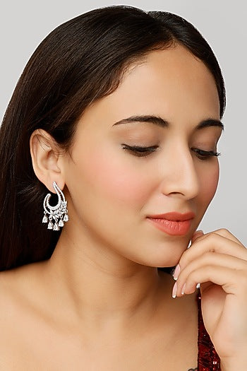 White Finish Zircon Dangler Earrings